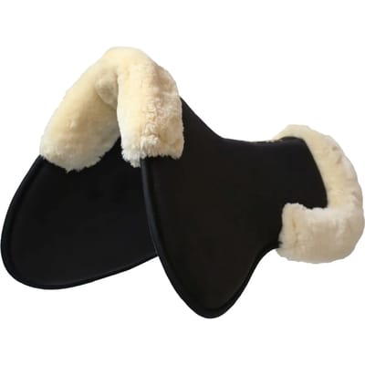 Kentucky Horsewear - Anatomische Zadelonderlegger Absorb zwart wol/bont naturel