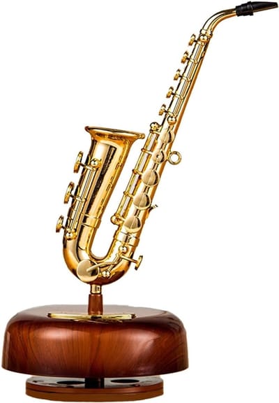 Muziekdoos met opwindmechanisme, Saxofoon Decoratie en Beeldje voor Thuis en Restaurants, Unieke Cadeau Ideeën