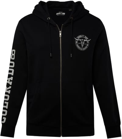 John F. Gee - Heren - Hoodie-jack print op de mouwen kangoeroezak - Zwart - Maat L