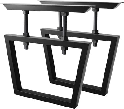 MetaloPro Tafelpoten Atria Screw - 2x Zwarte Trapeziumvormige Metalen Poten Met In Hoogte Verstelbaar Systeem Voor Werktafels In Industriële Interieurs