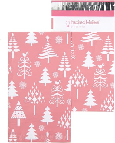 Luxe Kerst Poly Verzendzakken 6x9 inch - 100 Stuks - Roségoud Patroon - Sterke & Discretere Verpakking