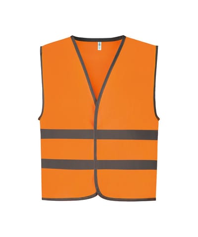 Fluohesje kind met reflecterende strepen S Oranje