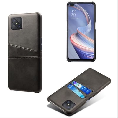 Back Cover met Opbergvakjes + PMMA Screenprotector voor OPPO Reno4 Z 5G _ Zwart