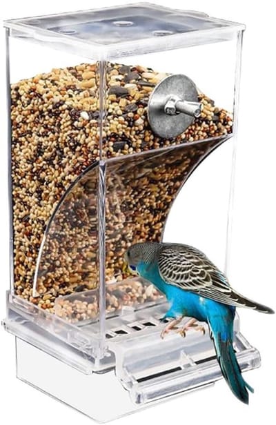Automatische Vogelhuisje voor Papegaaien en Kanaries - Transparante Voederbak voor Parakeets en Vinken, Ideaal voor Vogelkooien en Buitengebruik