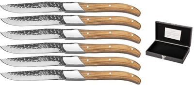 Blackwell Steakmessen Laguiole - Raw Black Lemmet - Olijfhout - 6 Stuks