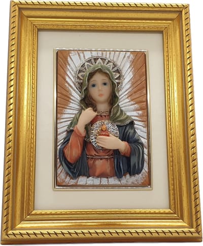 Schilderij 3d decoratie woonkamer of andere kamers – schilderijen gemaakt van polyresin materiaal 3D Maria afbeelding 17 x 22 x 4 cm | GerichteKeuze