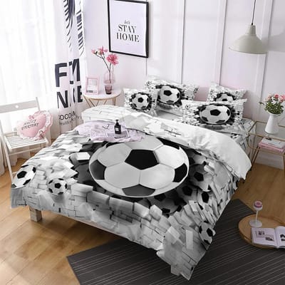 Luxe Beddengoedset met Voetbalprint Sport Jongen Dekbedovertrek Kussensloop Sport dekbedsets, huis slaapkamer decoratie cadeaus. 155x220cm