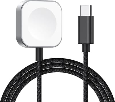 Oplader - USB C oplaadkabel - geschikt voor Apple Watch Series 1 / 2 / 3 / 4 / 5 / 6 / 7 / 8 / 9 / 10 / SE / SE 2 / Ultra / Ultra 2 - draadloos opladen - zwart