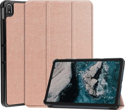 Cazy tablet Hoes geschikt voor Nokia T20 - TriFold Bookcase - Rose Gold