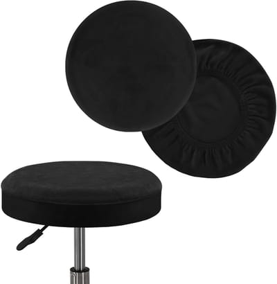 Ronde Krukhoezen, 2/4/6 Stuks, Elastisch, Wasbaar, Antislip, voor Stoelen 25-36 cm/10-14 Inch, Beschermhoes voor Bar, Kantoor en Eetkamer(Black,S(30-36cm/12"-14") 2pcs)