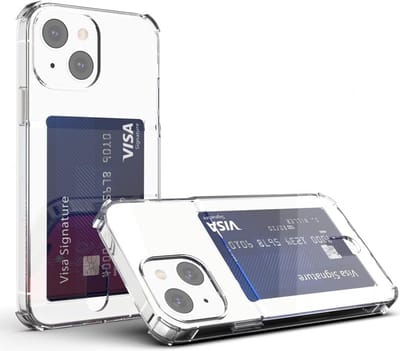 Transparant Dun TPU Hoesje met Pasjeshouder Geschikt voor Apple iPhone 13 | Back Cover | Schokbestendig | Ultra Dun | Kaarthouder Achterkant | Shockproof | Doorzichtig