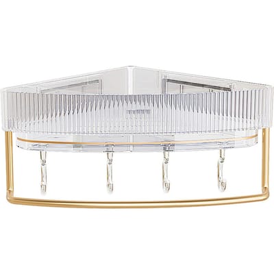 Hoek Zwevende Plank Wandmontage Ponsvrij Multifunctioneel Moderne Hoekplank met Hanger voor white