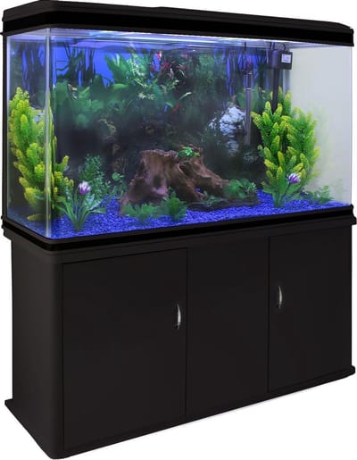 Aquarium met meubel - zwart - 300l - starterset blauw grind