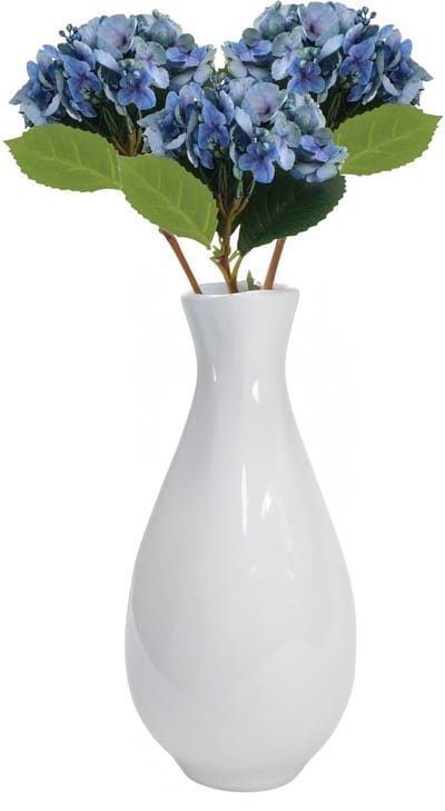Chaks Kunstbloem Hortensia tak - 3x - blauw - 35 cm - losse steel - Kunst zijdebloemen