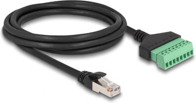 RJ45 (m) - Terminal Block (2-delig) kabel - U/UTP - CAT6 Gigabit / zwart - 2 meter