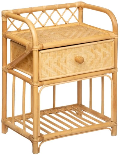 Atmosphera Nachtkastje Rotan - Ibiza stijl - hout - met lade - 45 x 30 x 60 cm