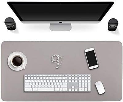 Bureauonderlegger PU-leer - Bureau mat - Bureau beschermen - Dubbelzijdig bruikbaar - 120x60 cm - Grijs zilver