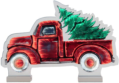 Clayre & Eef Kerst Infinity Spiegel Lamp Auto 40x5x28 cm Rood Kunststof