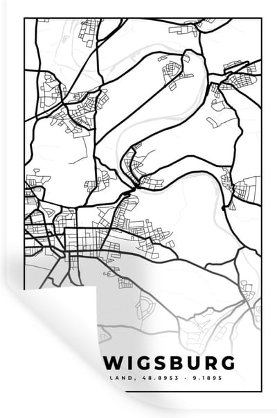 Muurstickers - Sticker Folie - Stadskaart - Plattegrond - Ludwigsburg - Kaart - 20x30 cm - Plakfolie - Muurstickers Kinderkamer - Zelfklevend Behang - Zelfklevend behangpapier - Stickerfolie