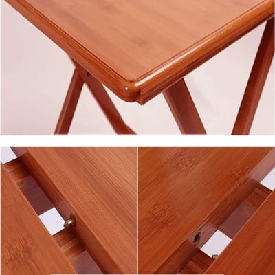 Klaptafel Vierkant - Eettafel Bureau - Thuis Werken - Twee Standen - 80X80cm - Natuurlijk Bamboe