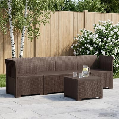 vidaXL - 4-Zits - Tuin - Sofa - Rieten - Look - PP - Bruin
