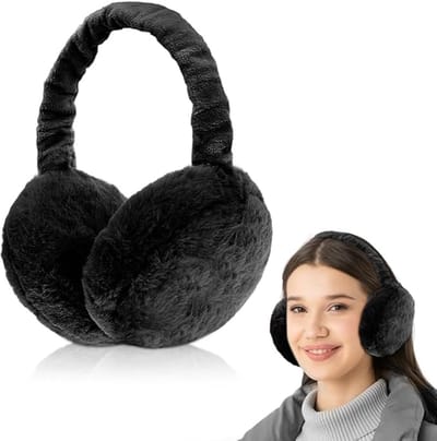 Famanu – Oorwarmers voor dames en meisjes, opvouwbaar en verstelbaar, pluche oorschelpen, winteraccessoire