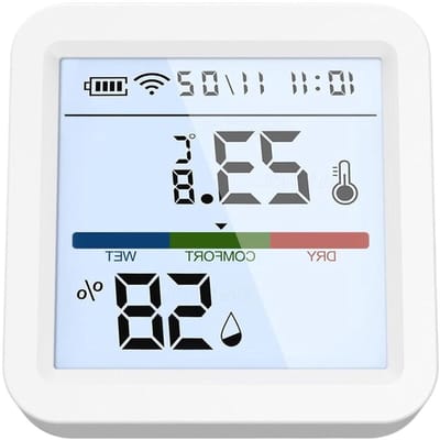 Vochtsensor - Temperatuurmeter - Luchtkwaliteit Monitoren - Dubbele modus zonder gateway - 5.6 x 5.6 cm - Wit