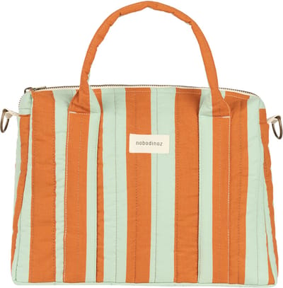 Nobodinoz Stories Limited Edition Stroller Bag - 30x22x12cm - Green Orange Stripes