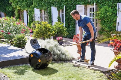 Famanu - 2-in-1 composter: roterende compostbak met een inhoud van 100 liter. Door 3x sneller te mengen dan conventionele compostcompostbakken (8 weken), opvangbak voor compostsap