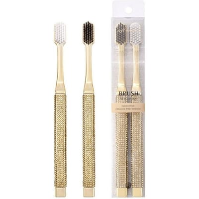 2 pièces/set Brosse à dents Poils souples Adulte Ménage Brosse de nettoyage des dents Soin buccal or