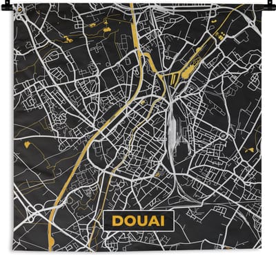 Wandkleed - Wanddoek - Douai - Kaart - Stadskaart - Frankrijk - Plattegrond - 180x180 cm - Wandtapijt