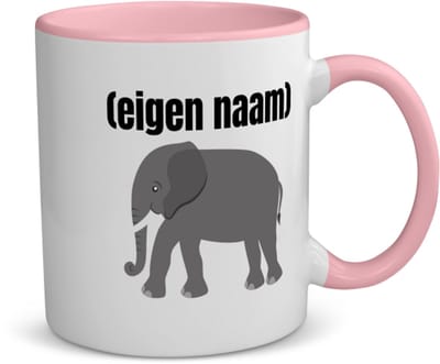 Akyol - olifant met eigen naam koffiemok - theemok - roze - Olifant - olifanten liefhebbers - iemand die houdt van olifanten - verjaardag - cadeau - kado - 350 ML inhoud
