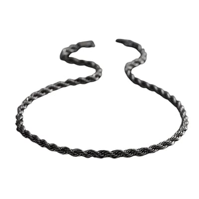 Livano Ketting - Heren - Staal - Nep zilver - Met Hanger - Zwart - 55cm