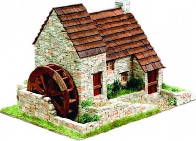 Bouwpakket Traditioneel Engels Huis met Watermolen Steentjes Steen Domenech