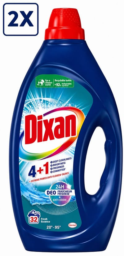 2 x Dixan - Vloeibaar wasmiddel - Fresh Blue - 32 wasbeurten