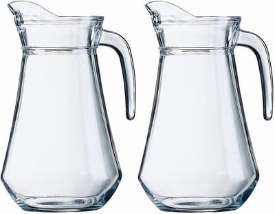 Bellatio Decorations Schenkkan - 2x - Limonade - karaf - van glas - 1,6 liter - 24 x 14 cm - water - sapjes