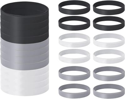 12 Stuks Silicone Armbanden voor Mannen, Vrouwen en Kinderen - Eenvoudige Armbanden voor Fitness, Sport en Feestjes (Zwart, Wit en Grijs)