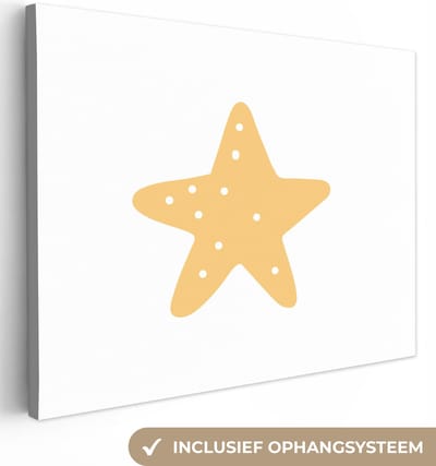 Canvas kinderen - Schilderij voor kinderen - Ster - Stippen - Design - Minimalisme - Wit - Decoratie voor kinderkamers - Muurdecoratie - 40x30 cm