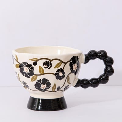 Mug Style Moyen Tasse en Céramique à Pied Haut Tenghua Tasse à Boire Haut de Gamme Tasse à Café de Bureau Tasse Cadeau Souvenir de Vacances 300ml