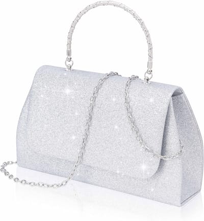 Elegante zilveren clutch bag voor feesten, avondjes uit en speciale gelegenheden