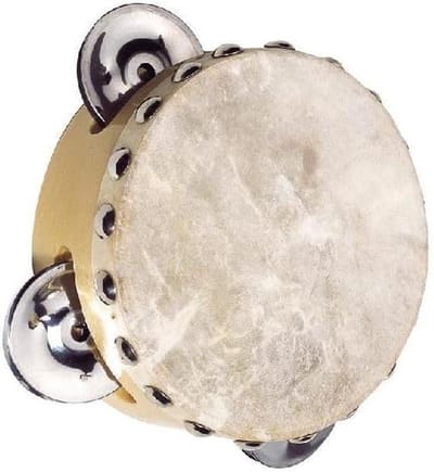 Houten Tamboerijn - Muziekinstrument Bel - Muziek Maken - Met 3 Bellen - 105 cm Doorsnede - Naturel