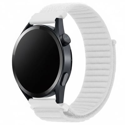 Nylon bandje - geschikt voor Garmin Venu (2 Plus) / Venu SQ (2) / Vivomove (Style - Sport) / Vivoactive 3 / 5 / 6 / Forerunner 55 / 165 / 245 / 645 / 570 - 42mm - wit