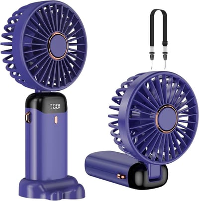 Draagbare mini-ventilator met 5 snelheden en geïntegreerde 4200 mAh-batterij - opvouwbare USB-ventilator voor kantoor en outdoor