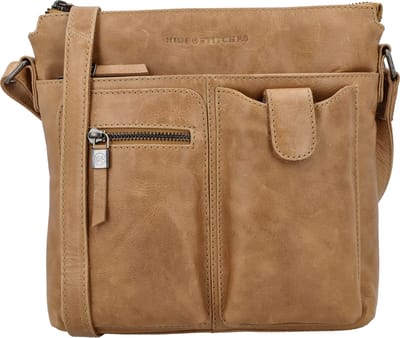 Hide & Stitches Porto Crossbody Schoudertas - Handige Vakken - Leren Dames Tas - Taupe