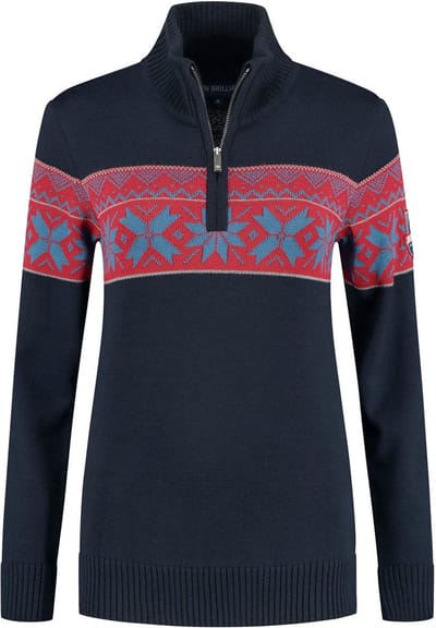 John Brillant Noorse dames trui Ullgenser- fijn gebreid - Merino wol - donkerblauw