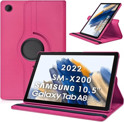 Hoes Geschikt voor Samsung Galaxy Tab A8 hoes – Hoes Geschikt voor Samsung Galaxy Tab A8 (2021 / 2022) hoes – 360° draaibaar tablethoes – Pink