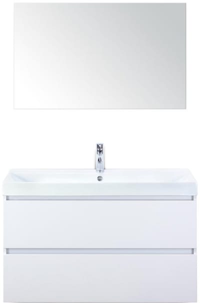 Maxx XL Badmeubelset 100 cm - Wit Hoogglans - Wastafel Just 1 Kraangat met Spiegel