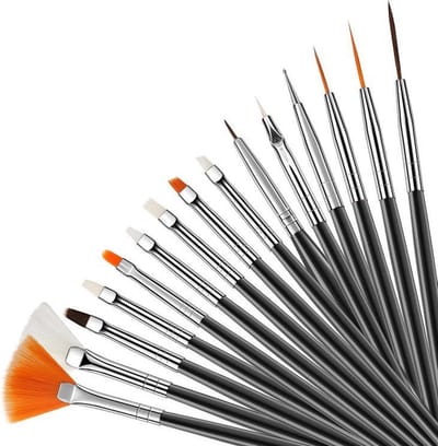 Kwastenset voor nagels - set met 15 penselen - nailart/manicure
