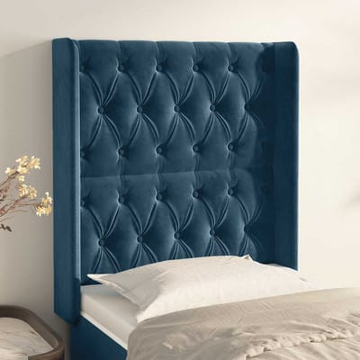 vidaXL - Hoofdbord - met - randen - 83x16x118/128 - cm - fluweel - blauw