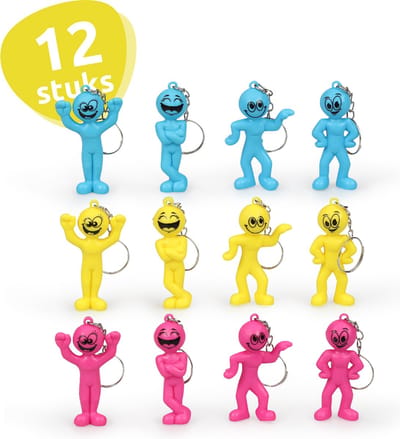 Isa's Friends® - Uitdeelcadeautjes Sleutelhangers Mannetje - 12 stuks - Traktatie - Uitdeelcadeautjes voor Kinderen